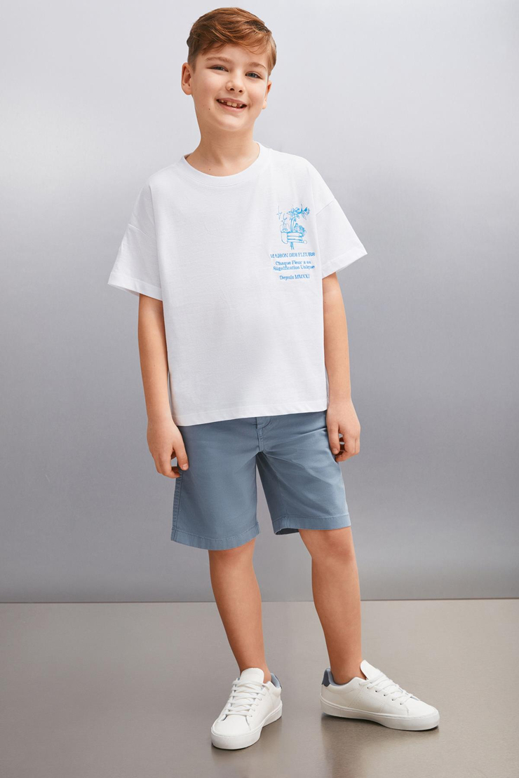 DAVY  Relaxed Beyaz Tekli T-Shirt