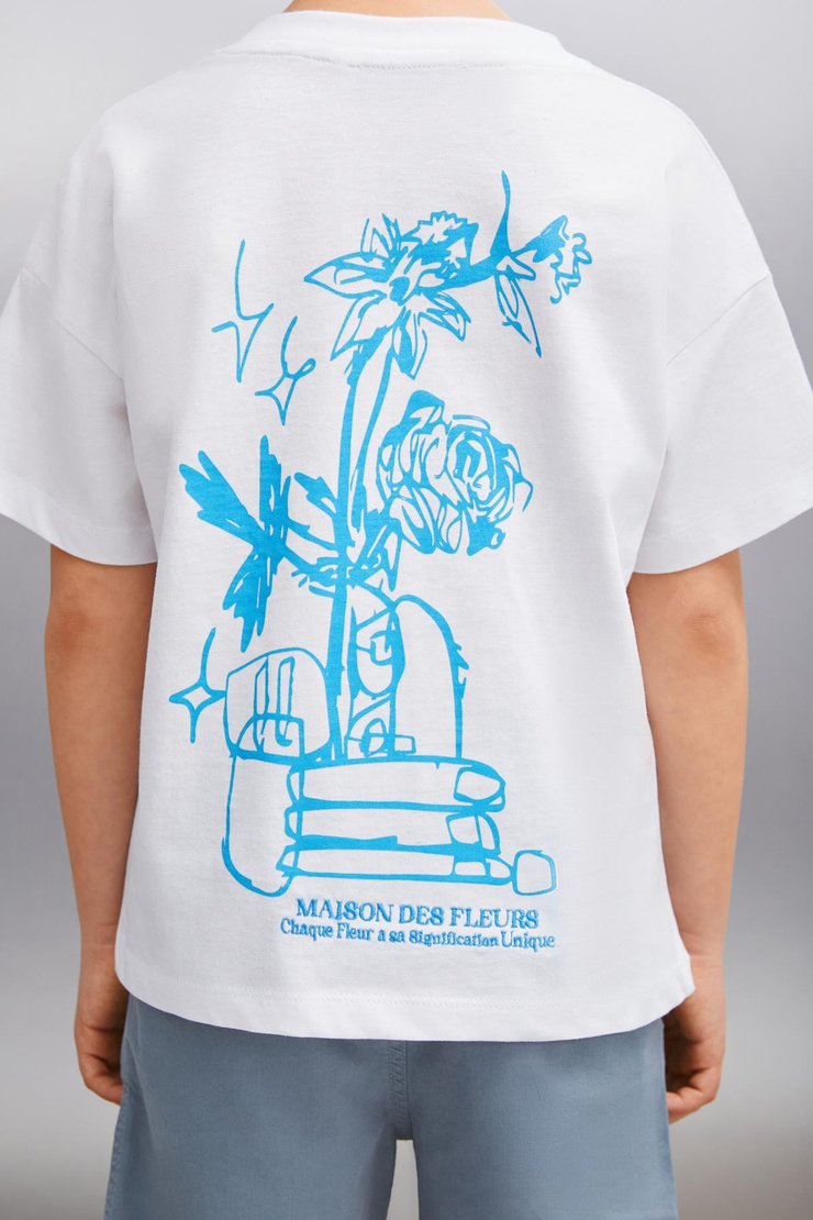 DAVY  Relaxed Beyaz Tekli T-Shirt