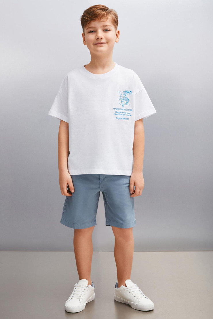 DAVY  Relaxed Beyaz Tekli T-Shirt