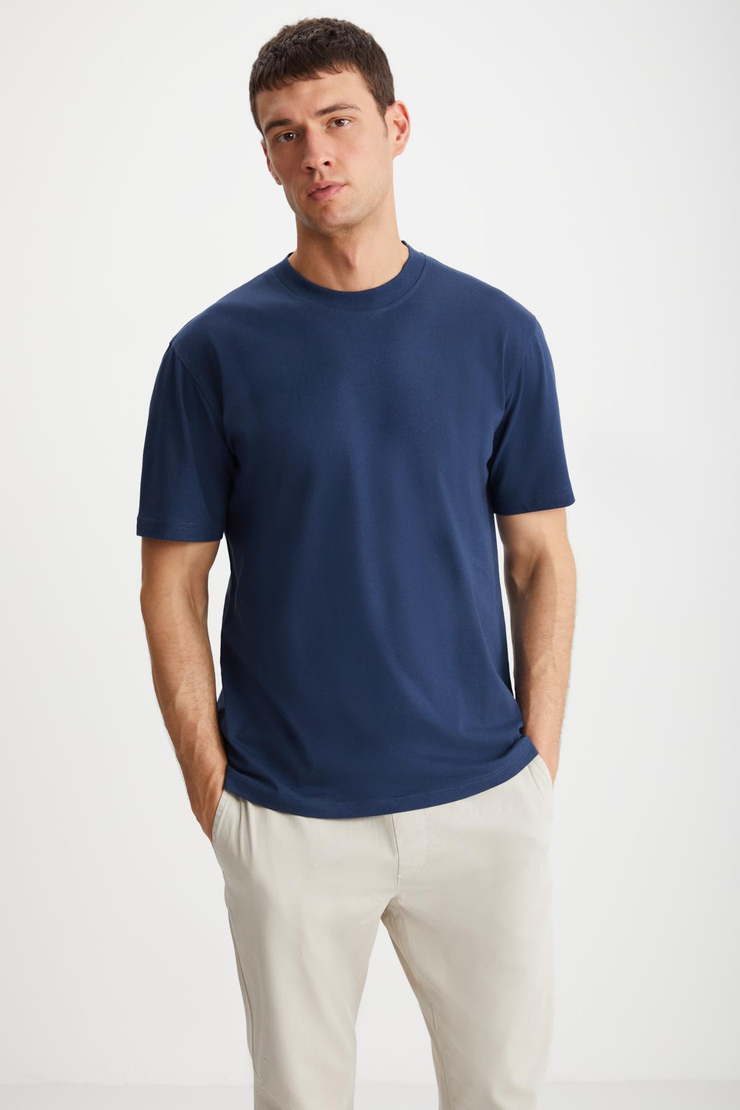 DAXTON Basic Regular Lacivert - Beyaz 2'li T-Shirt