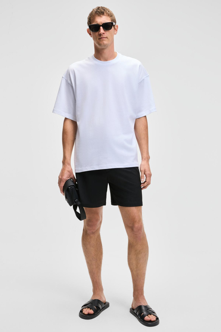 DAZMANN Erkek Oversize Fit Bisiklet Yaka Kısa Kollu %100 Organik Pamuk Beyaz T-Shirt