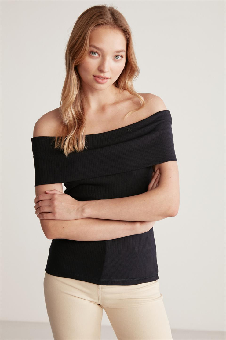 DEBBY Örme Slim Siyah  Bluz