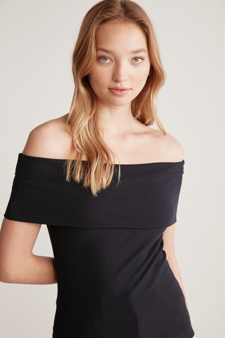 DEBBY Örme Slim Siyah  Bluz