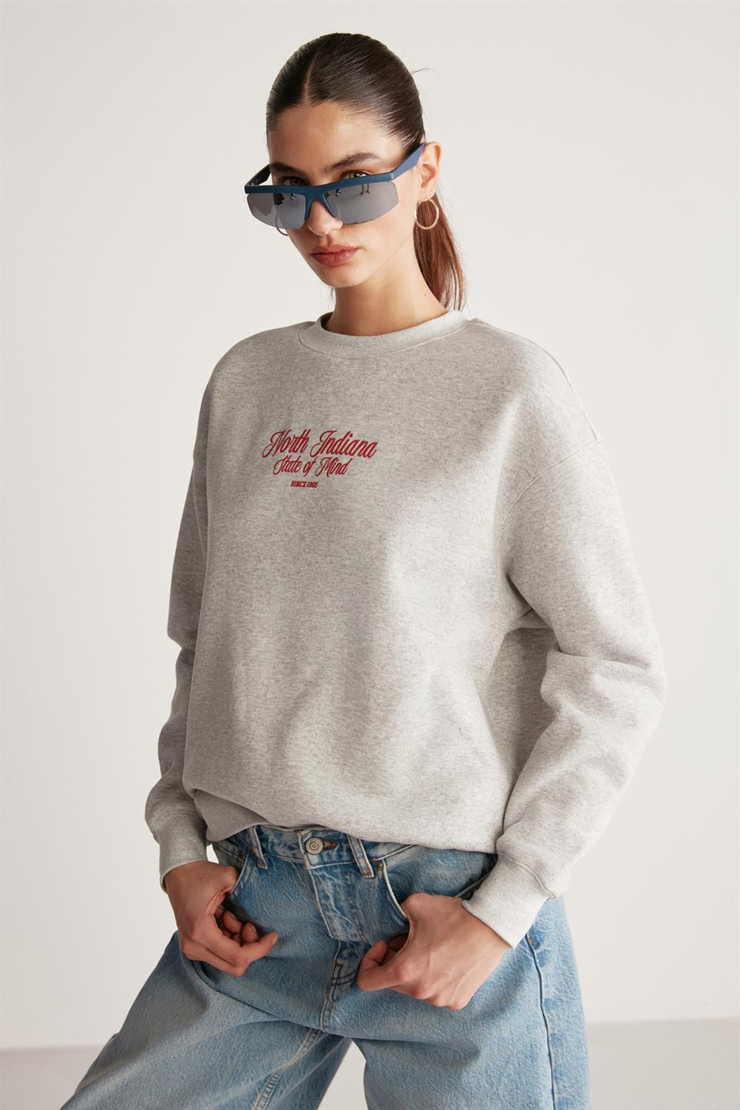 DEBRA Örme Oversize Grimelanj  Sweatshirt