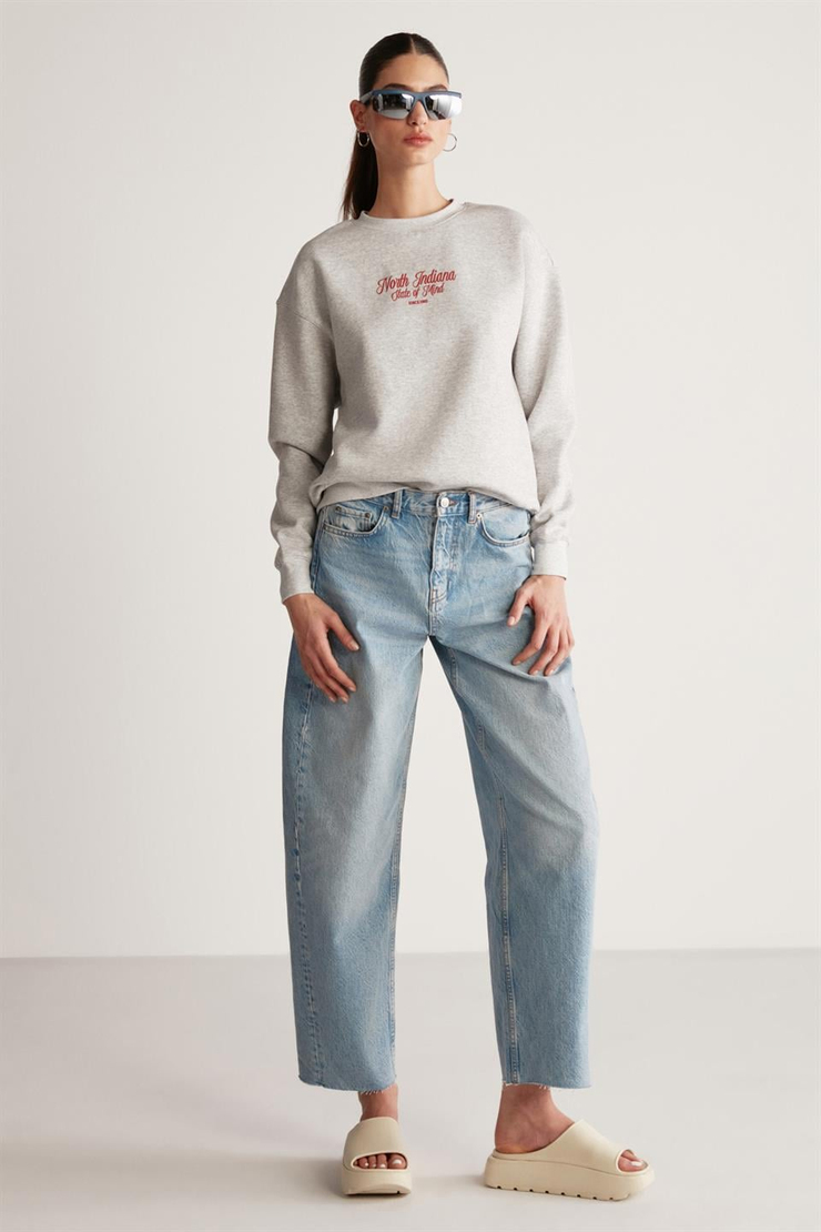 DEBRA Örme Oversize Grimelanj  Sweatshirt