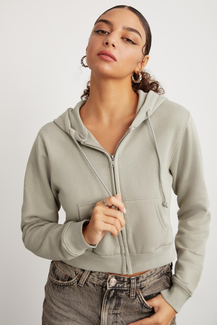 DELIA Crop Relaxed Çağla Yeşili Tekli Sweatshirt