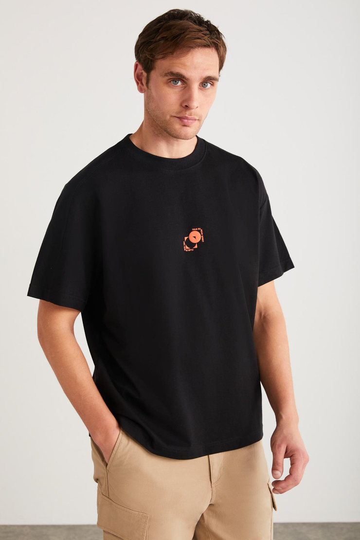 DENVER Basic Oversize Siyah Tekli T-Shirt