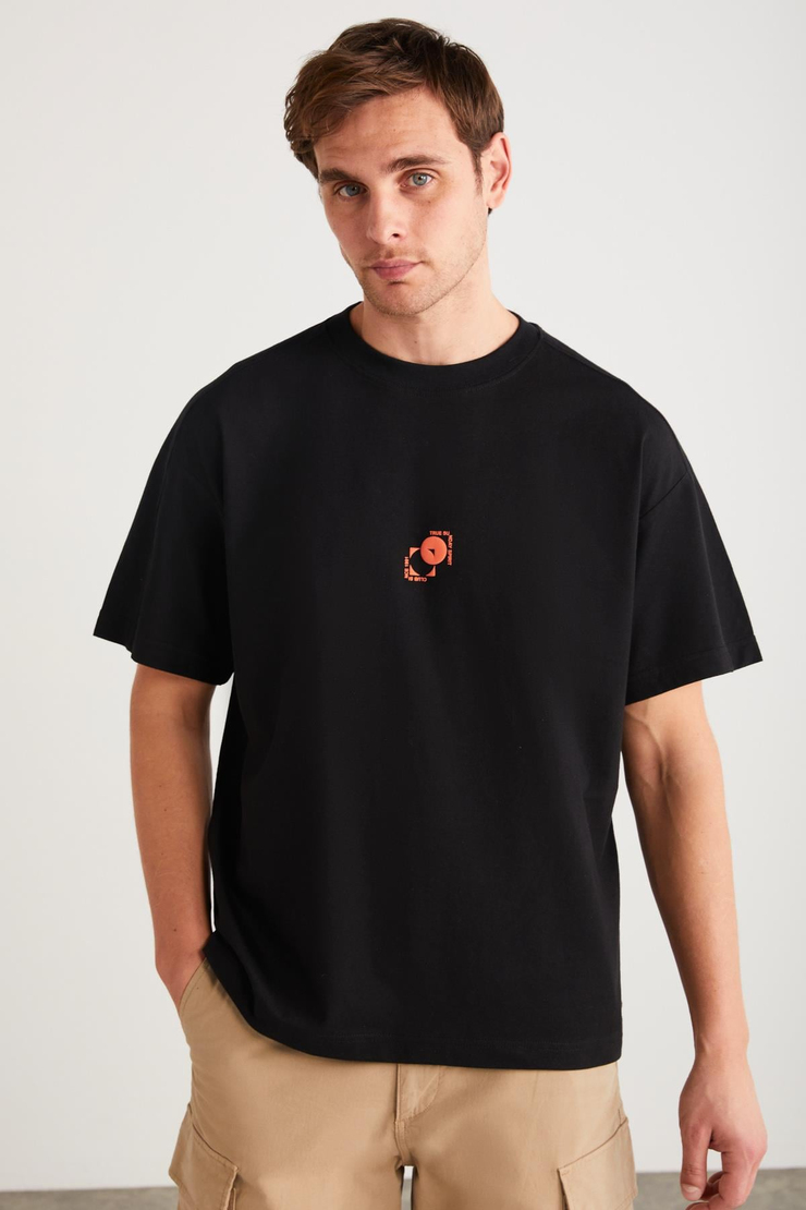 DENVER Basic Oversize Siyah Tekli T-Shirt