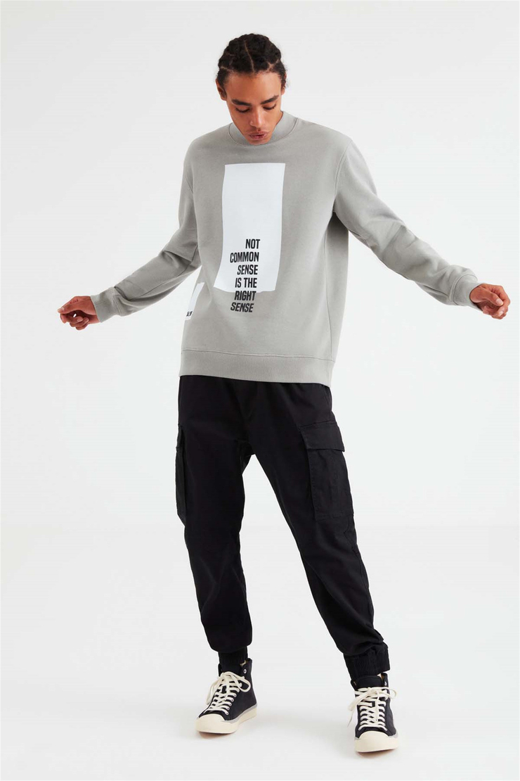 DIM Örme Comfort Fit Açık Gri  Sweatshirt