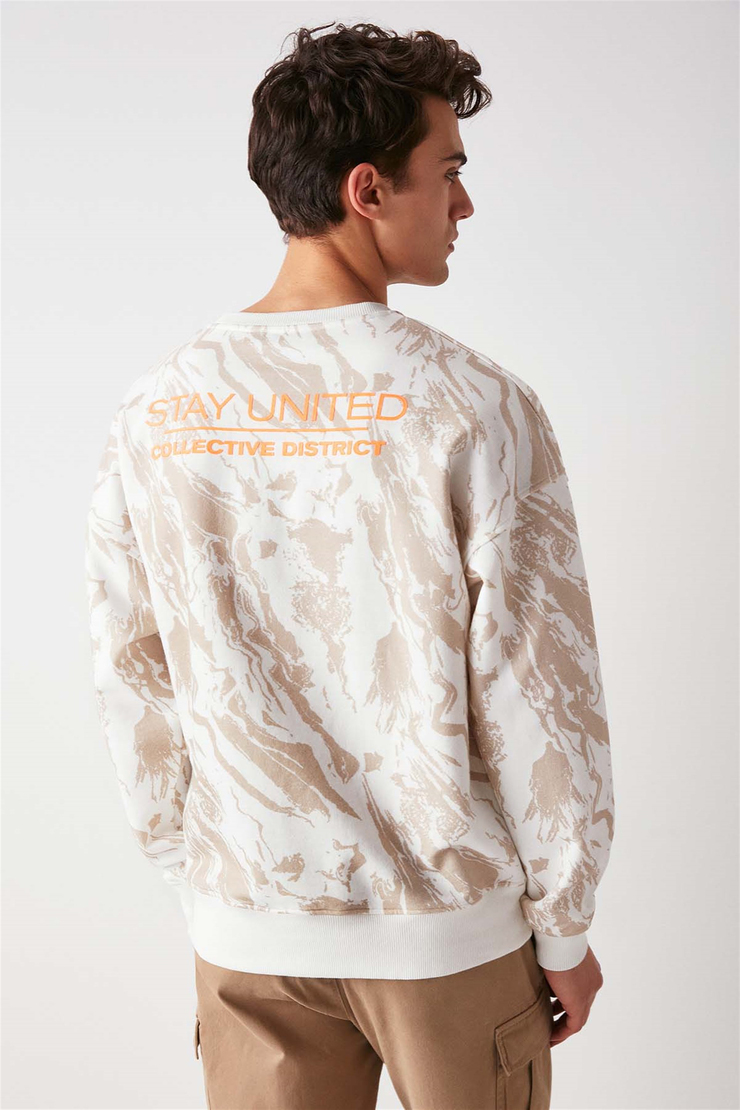 DISTRICT Örme Oversize Bej  Sweatshirt