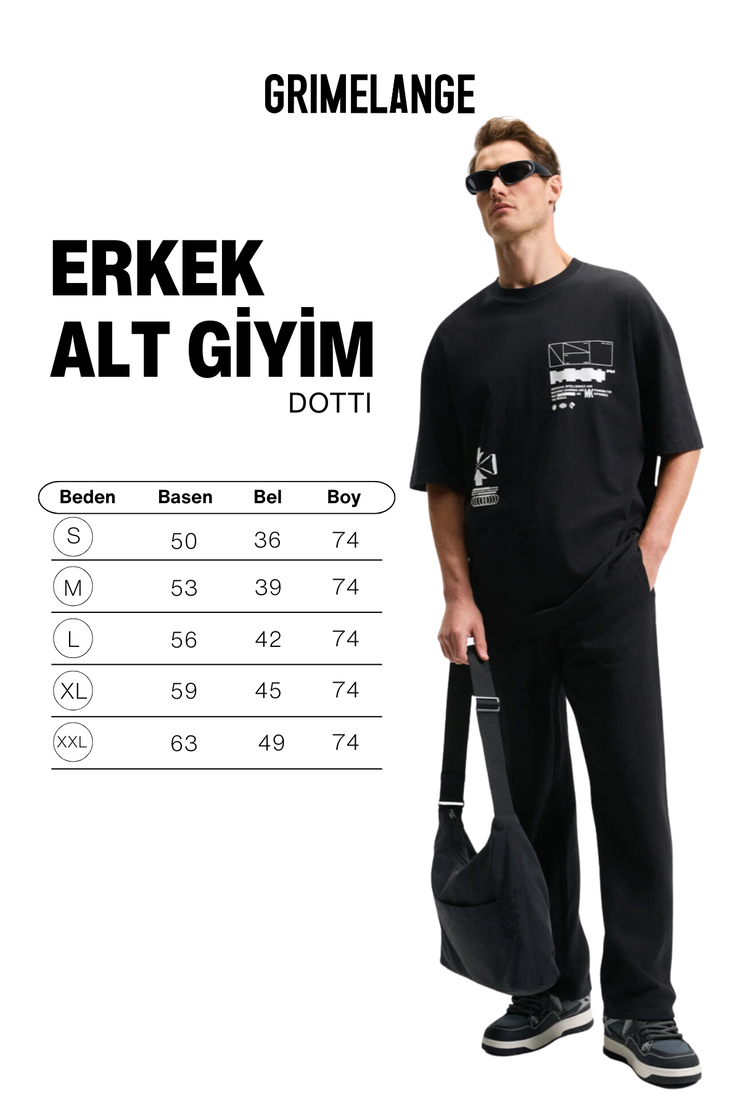 DOTTI Erkek Beli Lastikli Kordonlu Yanları Cepli Relaxed Fit Siyah Eşofman Altı
