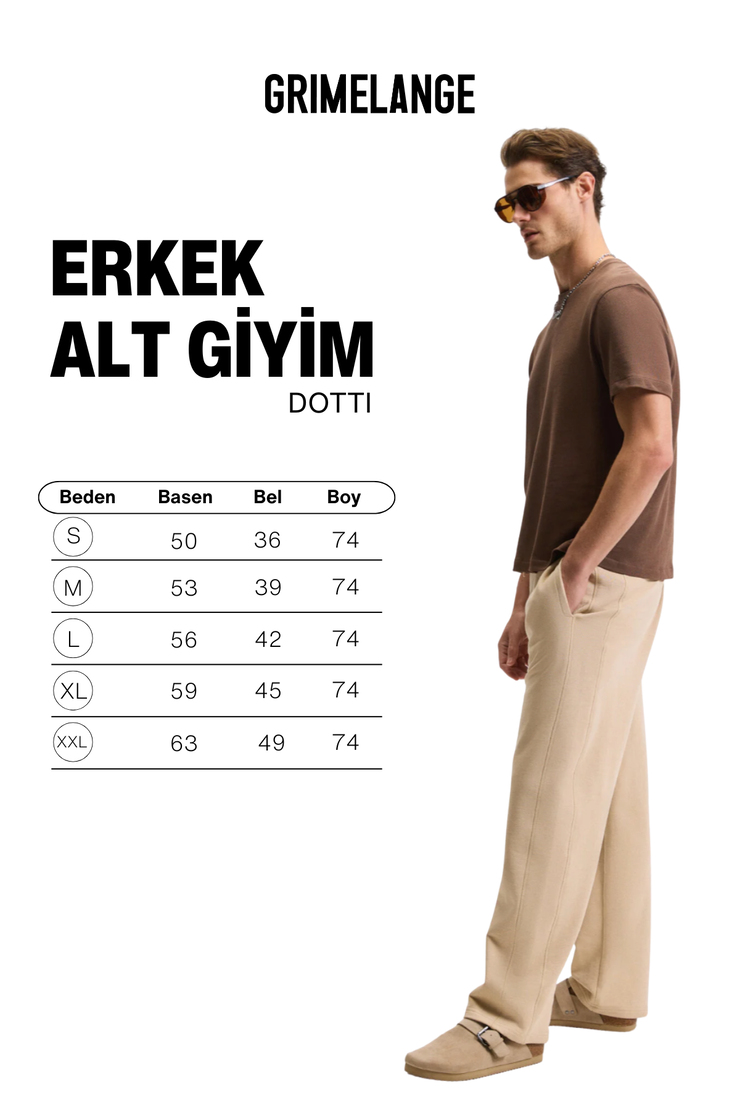DOTTI Erkek Beli Lastikli Kordonlu Yanları Cepli Relaxed Fit Bej Eşofman Altı