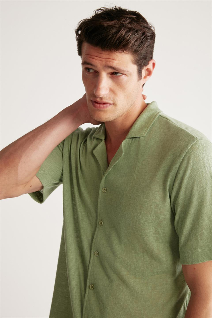 DOUG Örme Regular Yeşil Tekli Gömlek