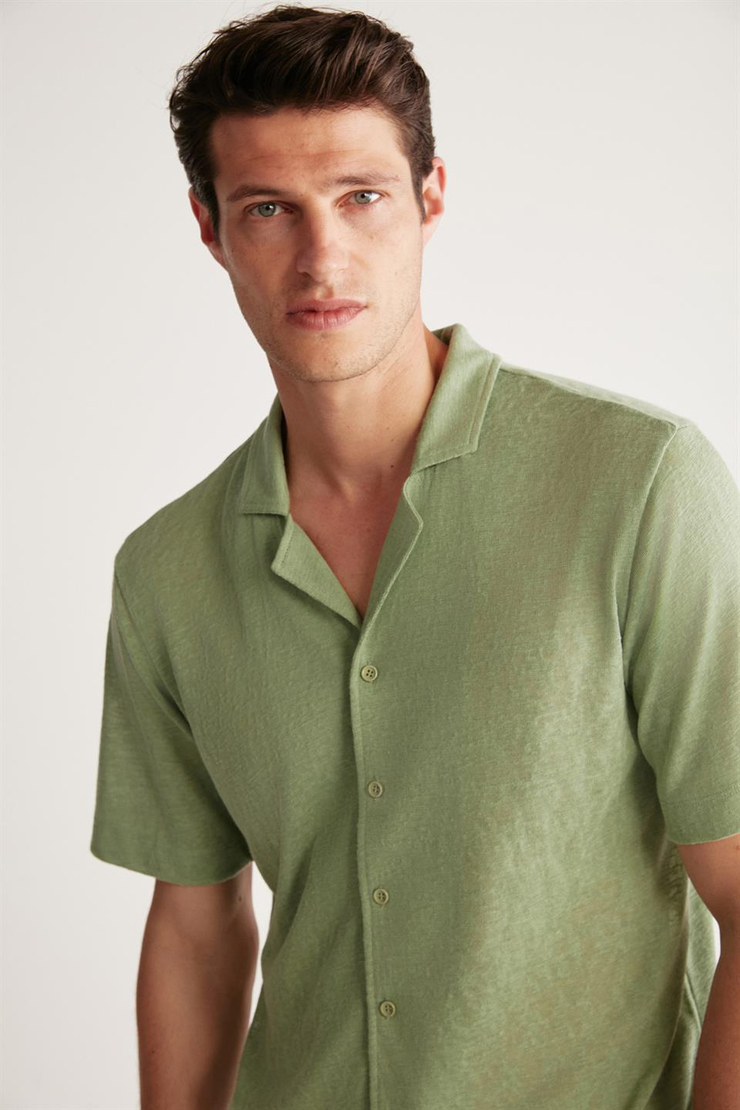 DOUG Örme Regular Yeşil Tekli Gömlek