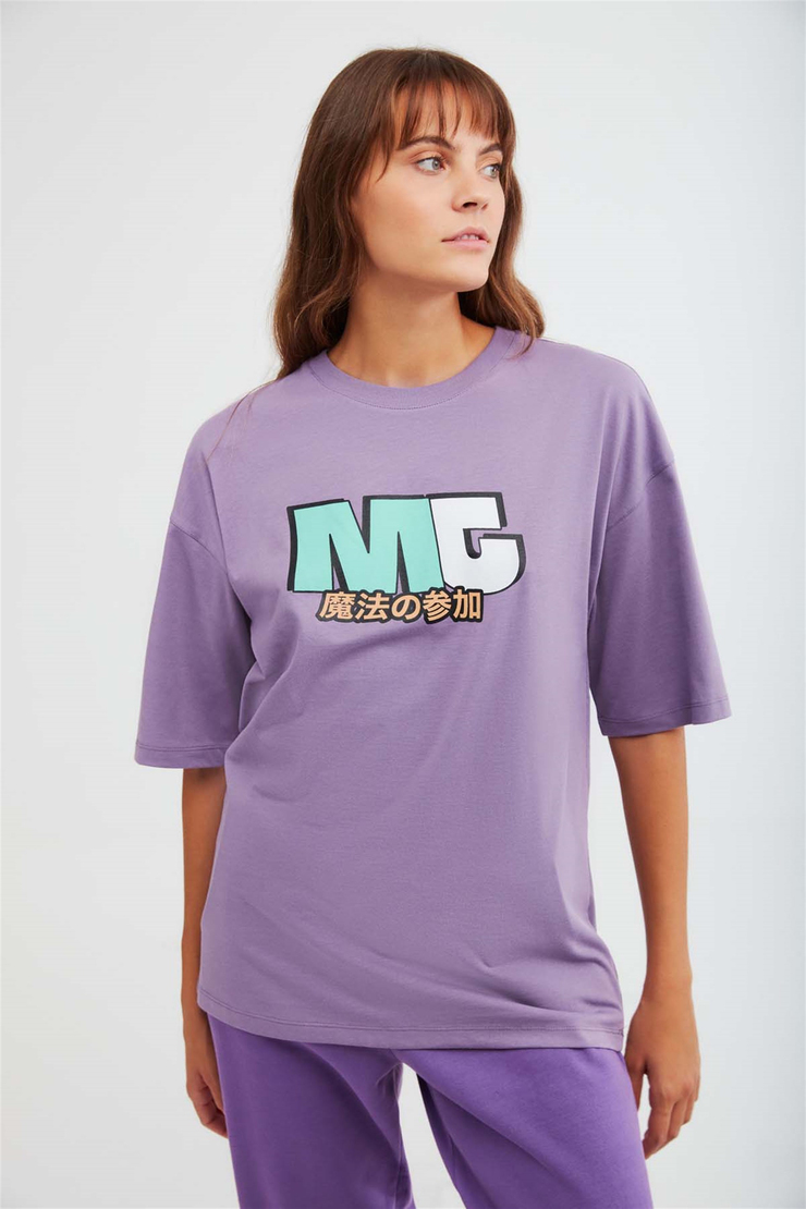 DRIFT Örme Oversize Mor  T-Shirt