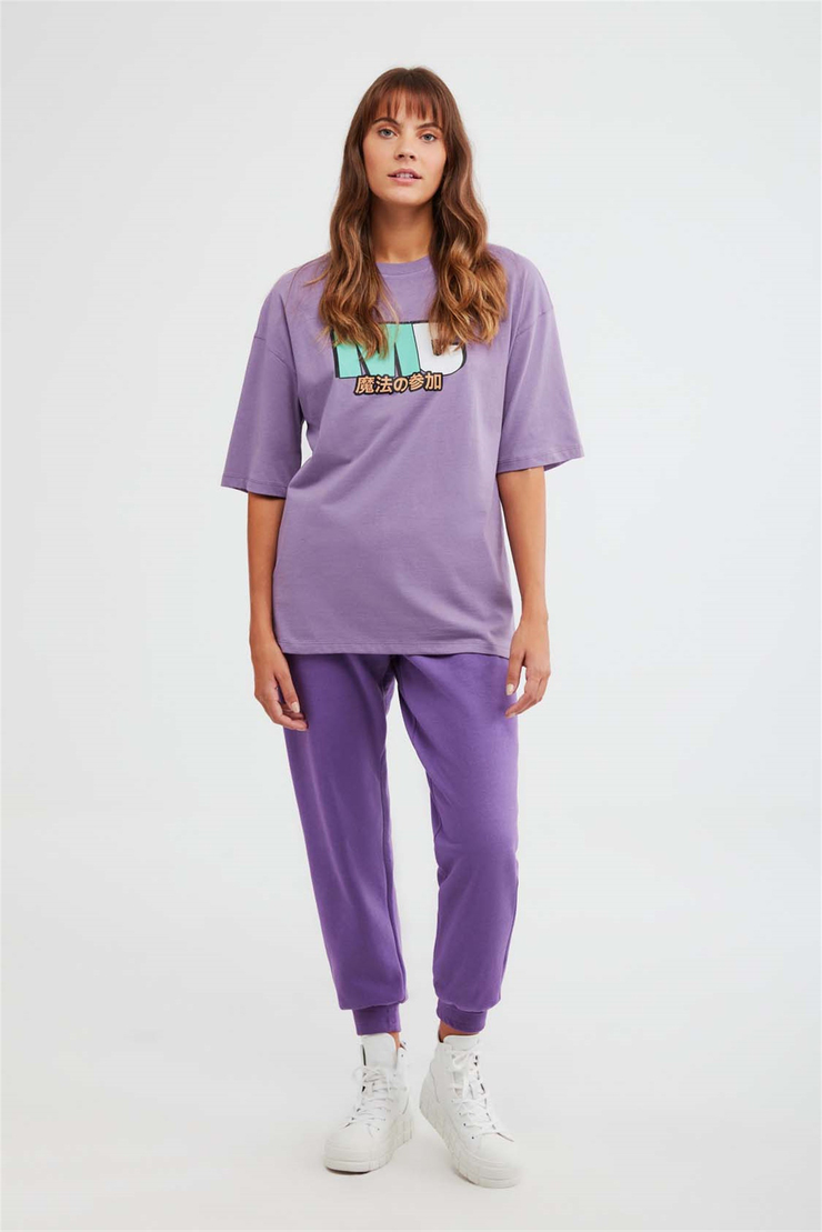 DRIFT Örme Oversize Mor  T-Shirt
