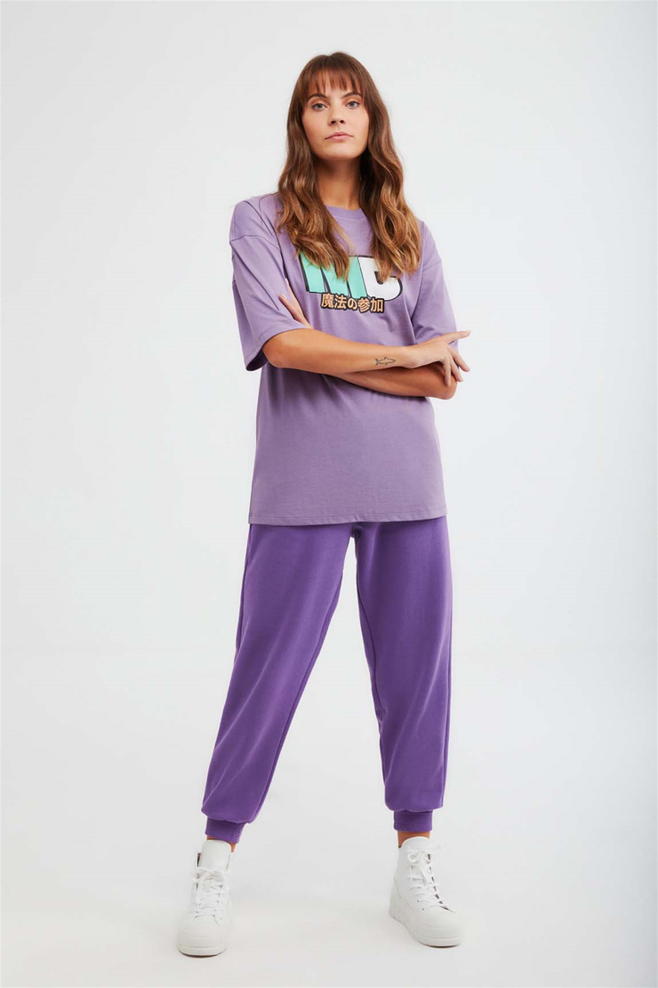 DRIFT Örme Oversize Mor  T-Shirt