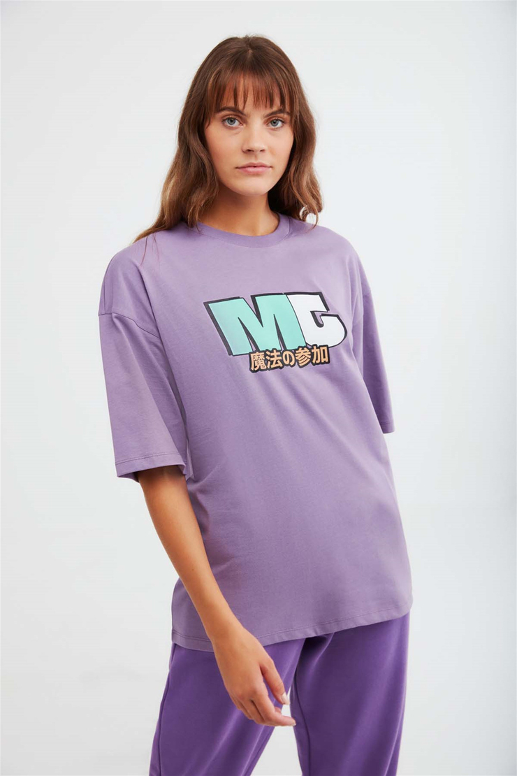 DRIFT Örme Oversize Mor  T-Shirt