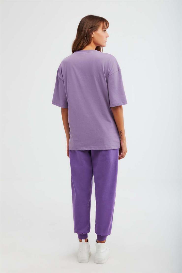 DRIFT Örme Oversize Mor  T-Shirt