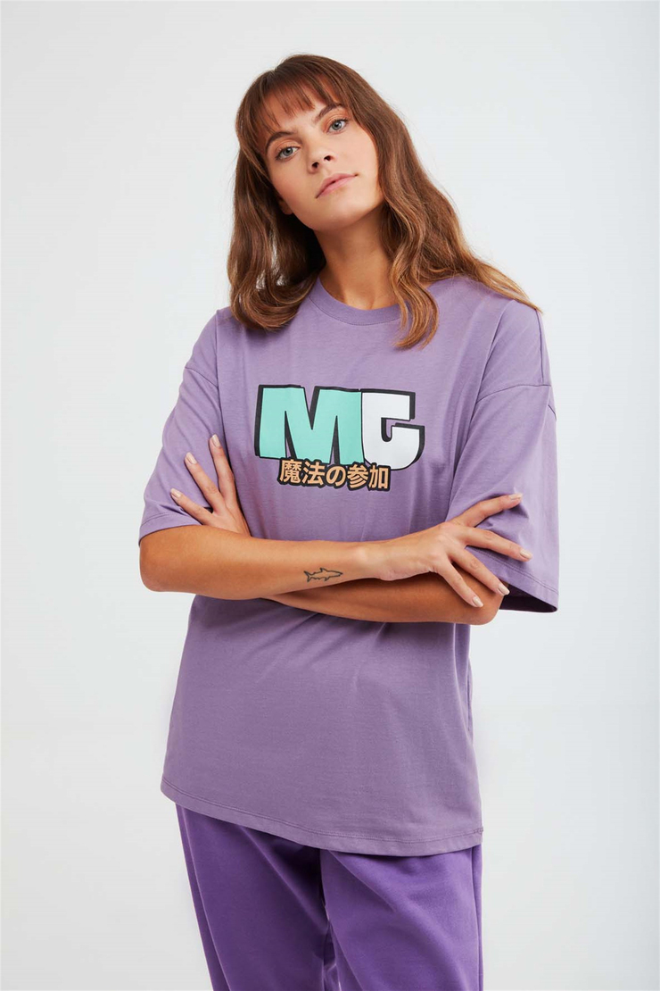 DRIFT Örme Oversize Mor  T-Shirt