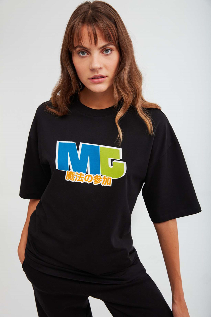 DRIFT Örme Oversize Siyah  T-Shirt