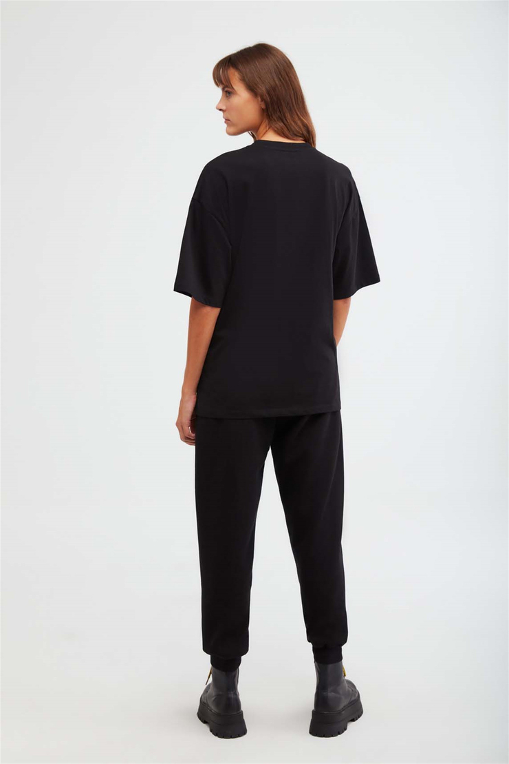 DRIFT Örme Oversize Siyah  T-Shirt