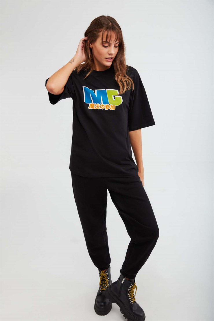 DRIFT Örme Oversize Siyah  T-Shirt