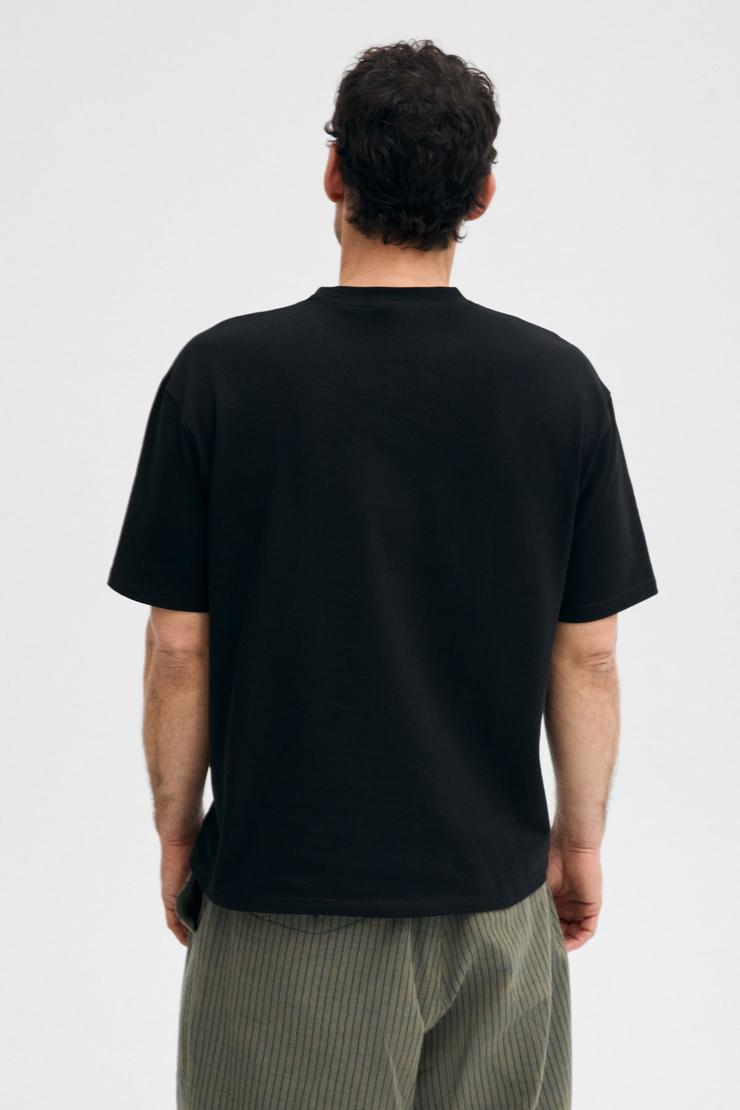 DUNNO Erkek %100 Organik Pamuk Yuvarlak Yakalı Regular Fit Siyah T-Shirt