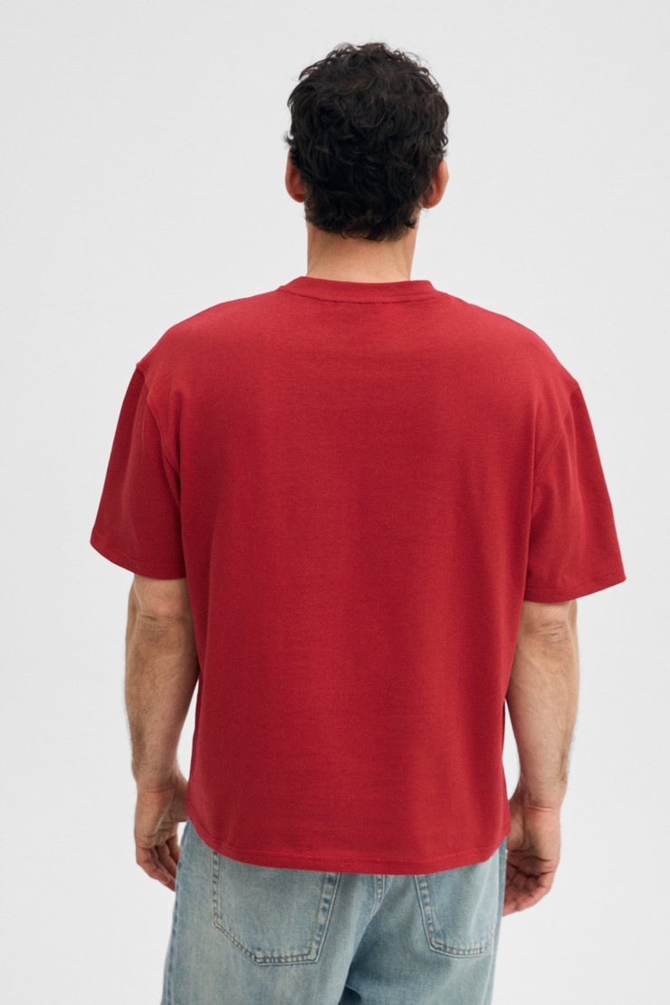 DUNNO Erkek %100 Organik Pamuk Yuvarlak Yakalı Regular Fit Kırmızı T-Shirt