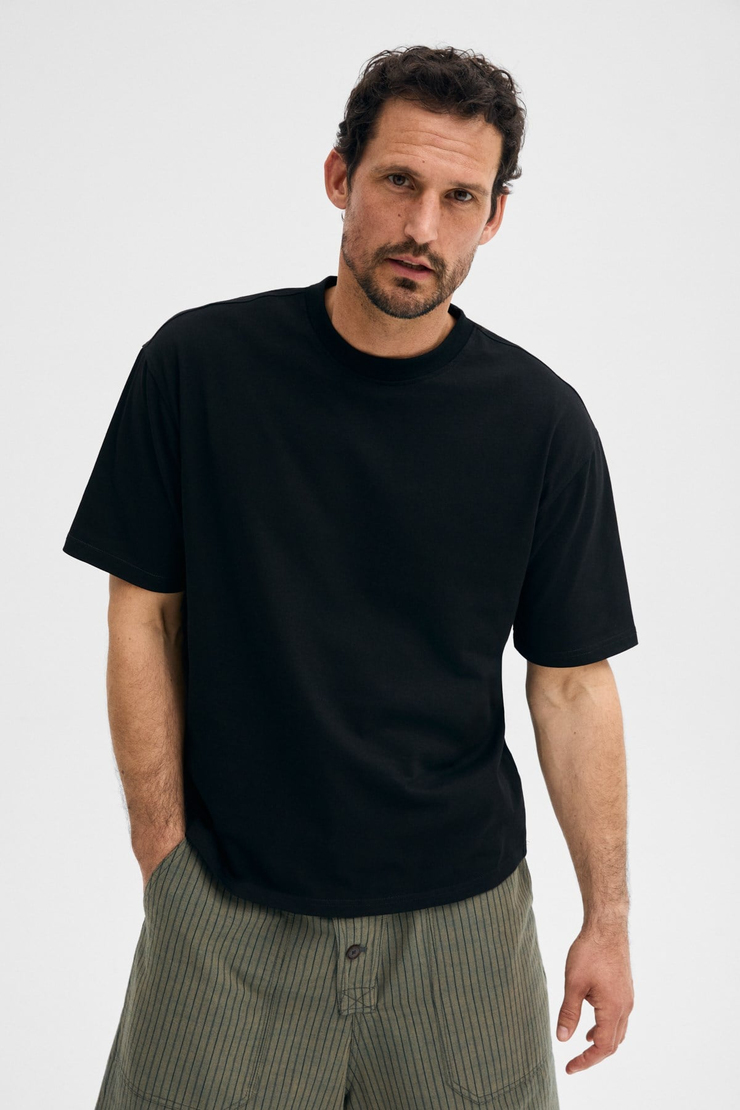DUNNO Erkek %100 Organik Pamuk Yuvarlak Yakalı Regular Fit Siyah T-Shirt