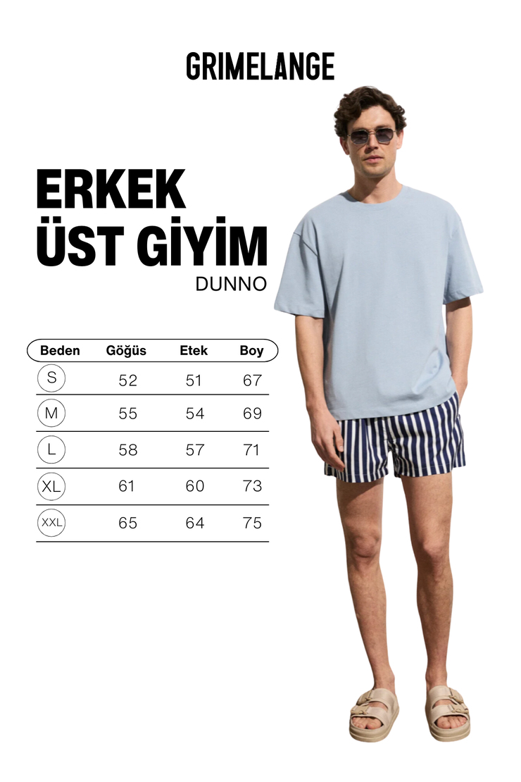 DUNNO Erkek %100 Organik Pamuk Yuvarlak Yakalı Regular Fit Mavi T-Shirt