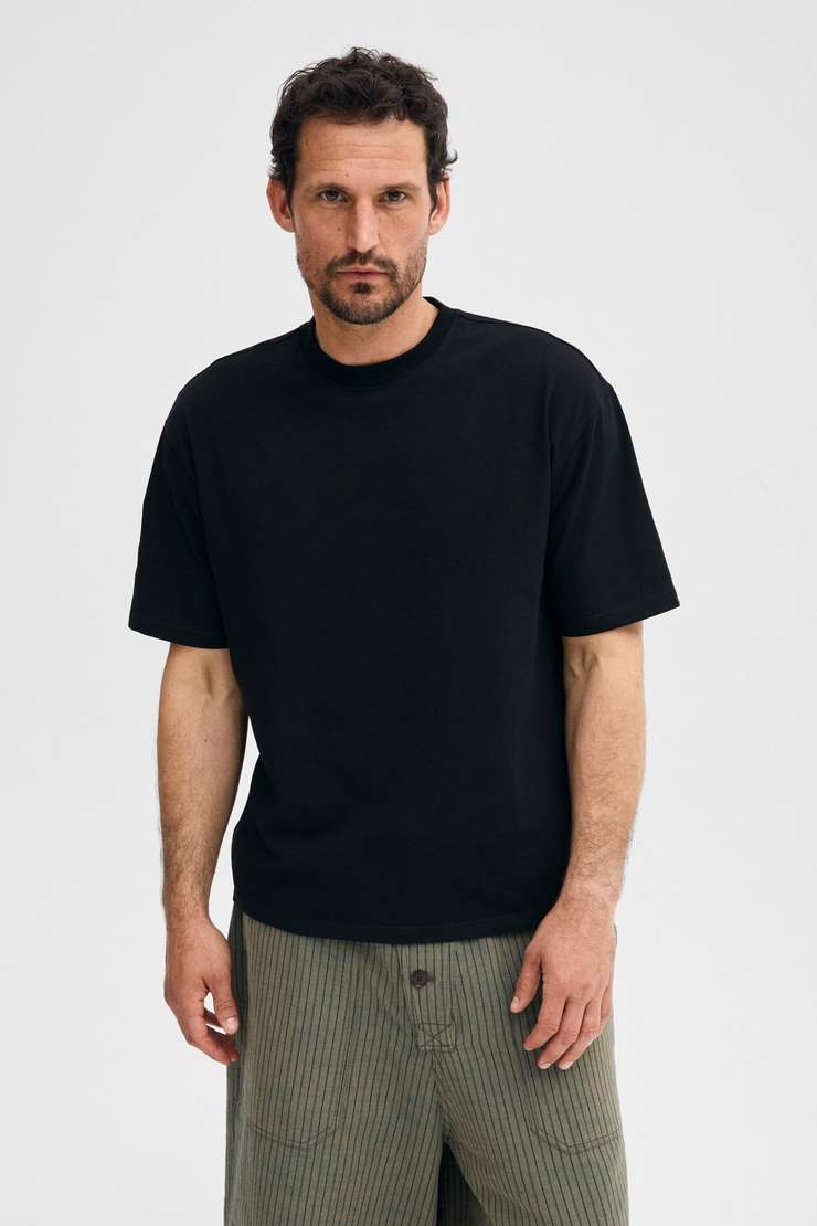 DUNNO Erkek %100 Organik Pamuk Yuvarlak Yakalı Regular Fit Siyah T-Shirt