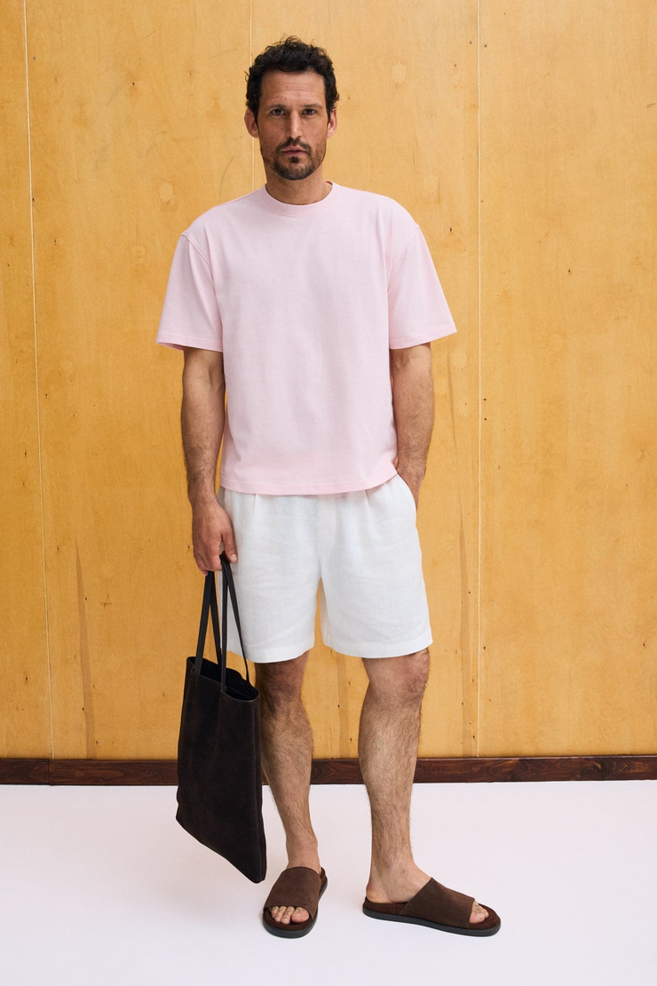 DUNNO Erkek %100 Organik Pamuk Yuvarlak Yakalı Regular Fit Pembe T-Shirt