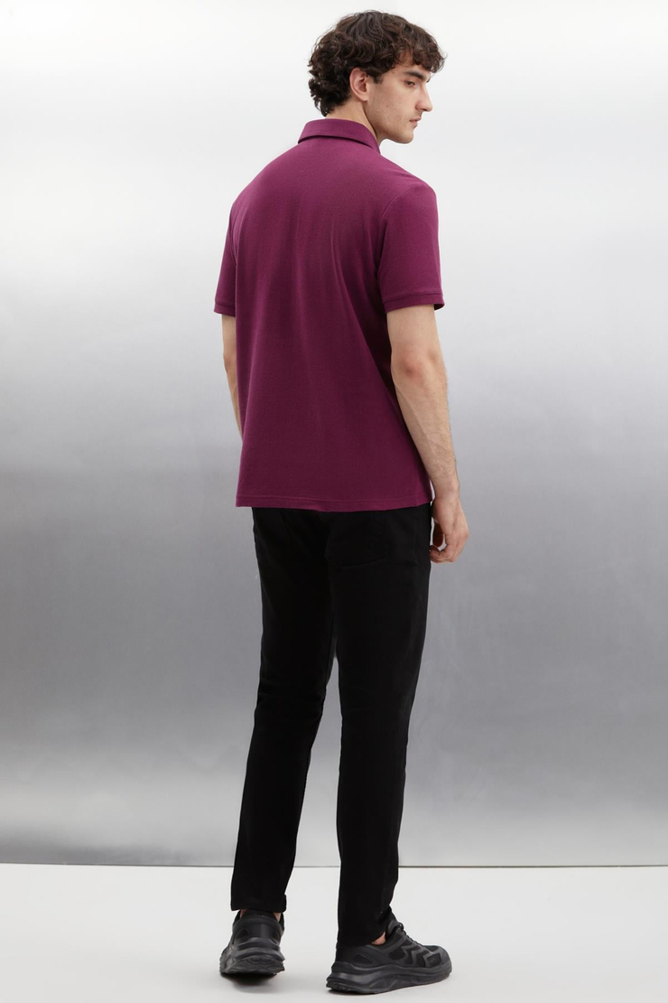 EDDIE  Relaxed Bordo Tekli Polo Yaka T-shirt