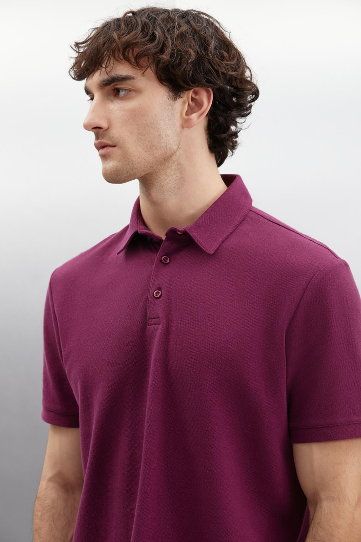 EDDIE  Relaxed Bordo Tekli Polo Yaka T-shirt