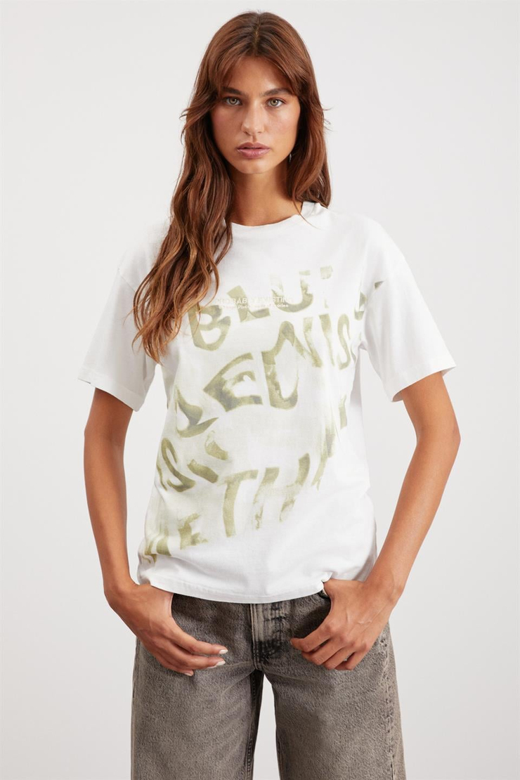 EDYTH Örme Relaxed Beyaz  T-Shirt