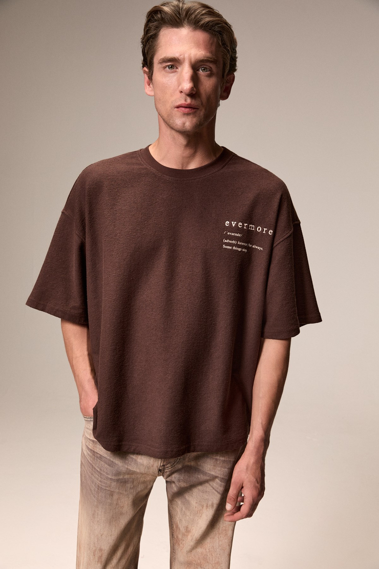ELAN Erkek Baskılı Ve Nakışlı Kahverengi T-Shirt