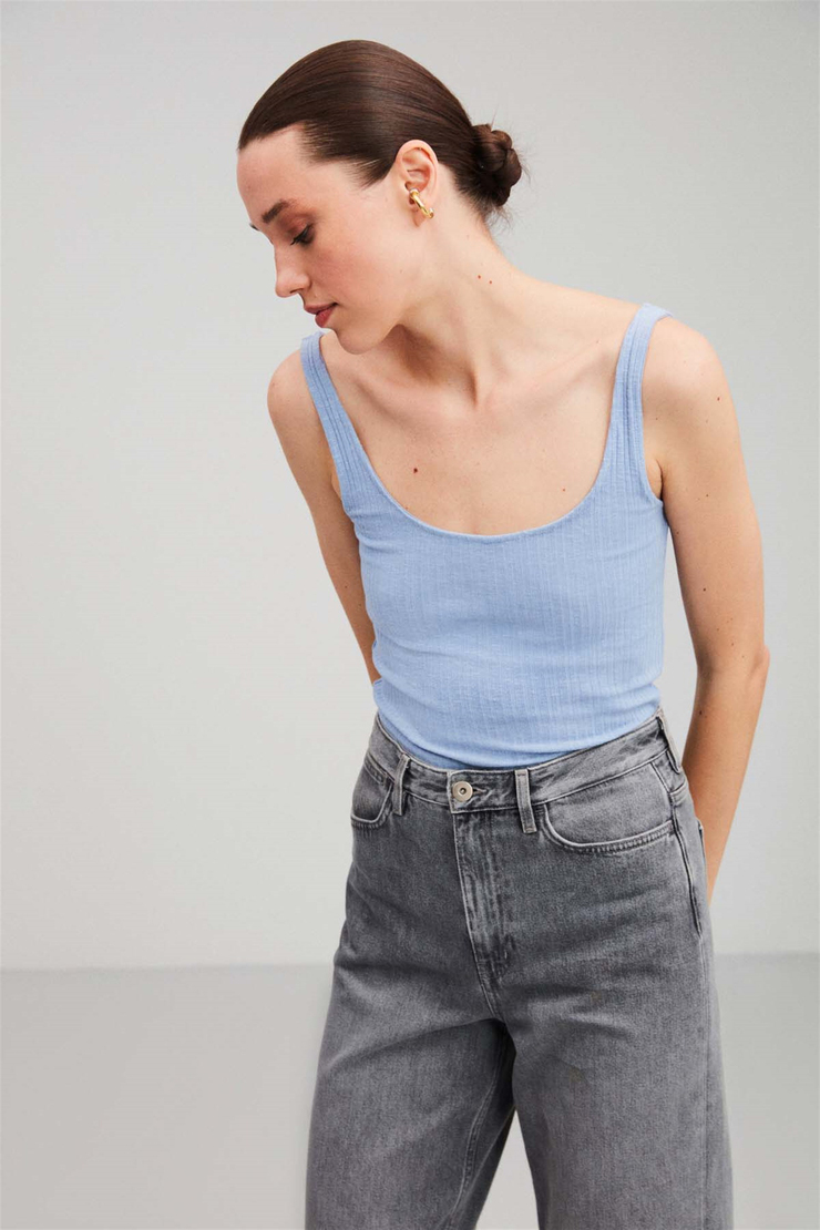 ELENA Örme Fitted Mavi  Atlet