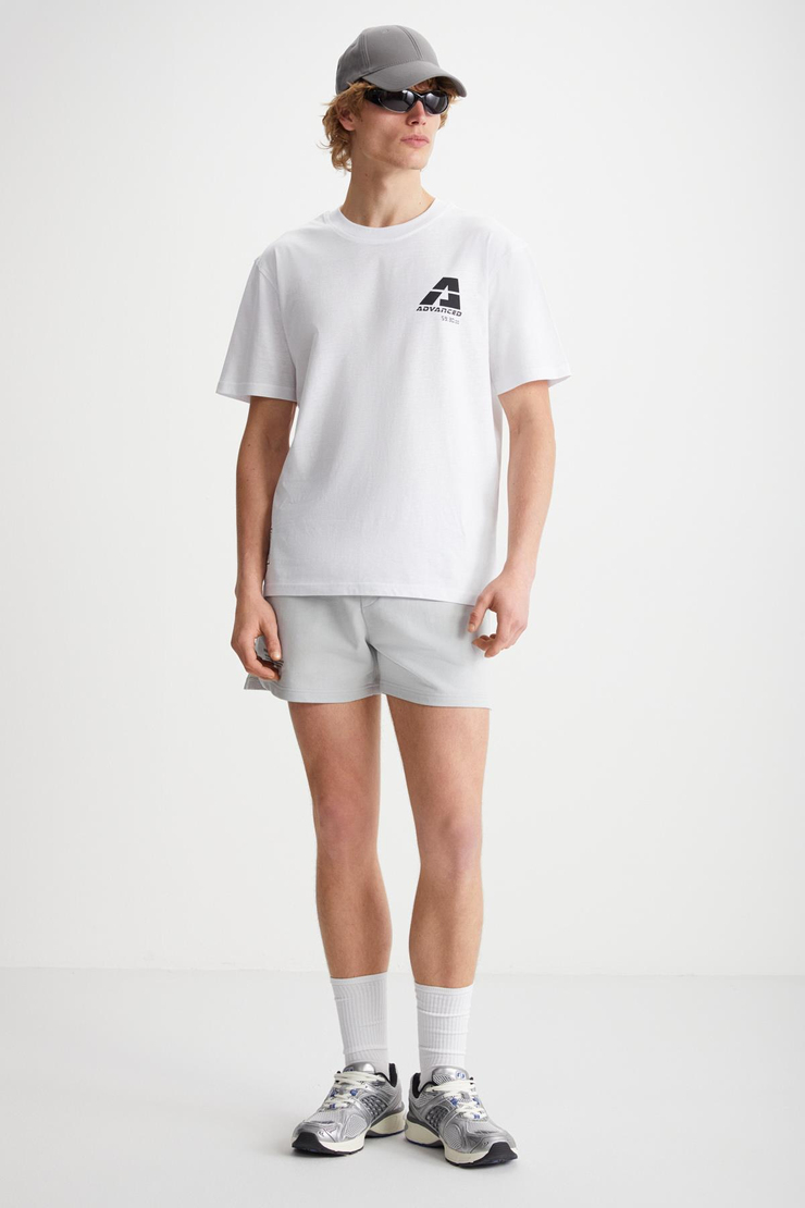 ELIJAH Baskılı Bisiklet Yaka %100 Pamuk Beyaz T-Shirt