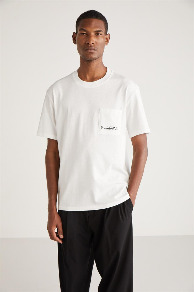 ELLIOT Basic Relaxed Beyaz Tekli T-Shirt