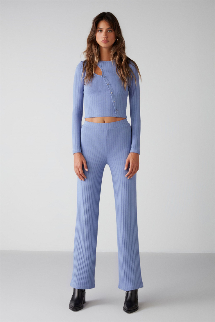 ERIKA Örme Flare Mavi  Pantolon