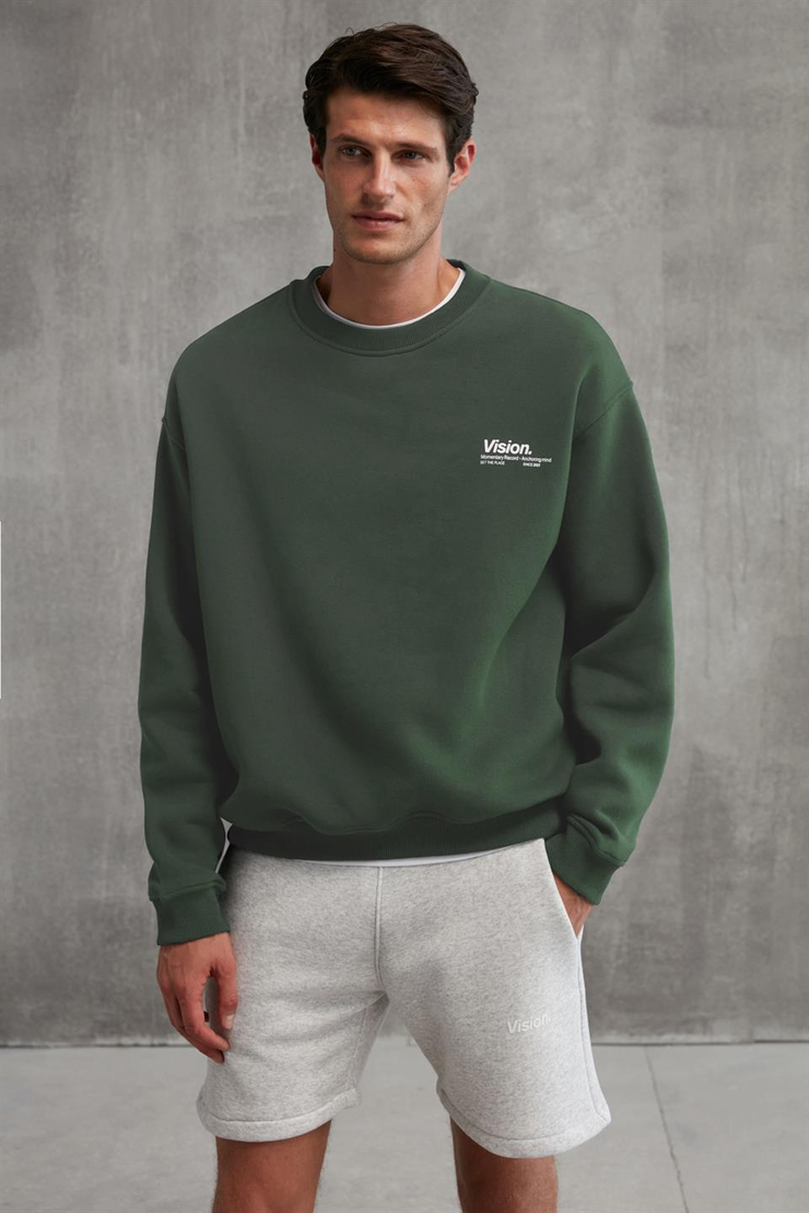 ERNEST  Oversize Yeşil Tekli Sweatshirt