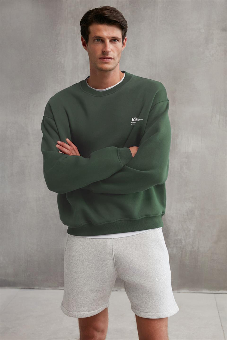 ERNEST  Oversize Yeşil Tekli Sweatshirt
