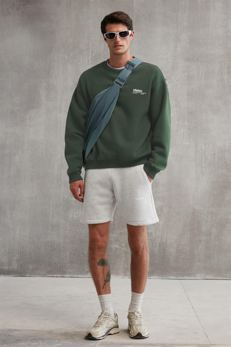 ERNEST  Oversize Yeşil Tekli Sweatshirt