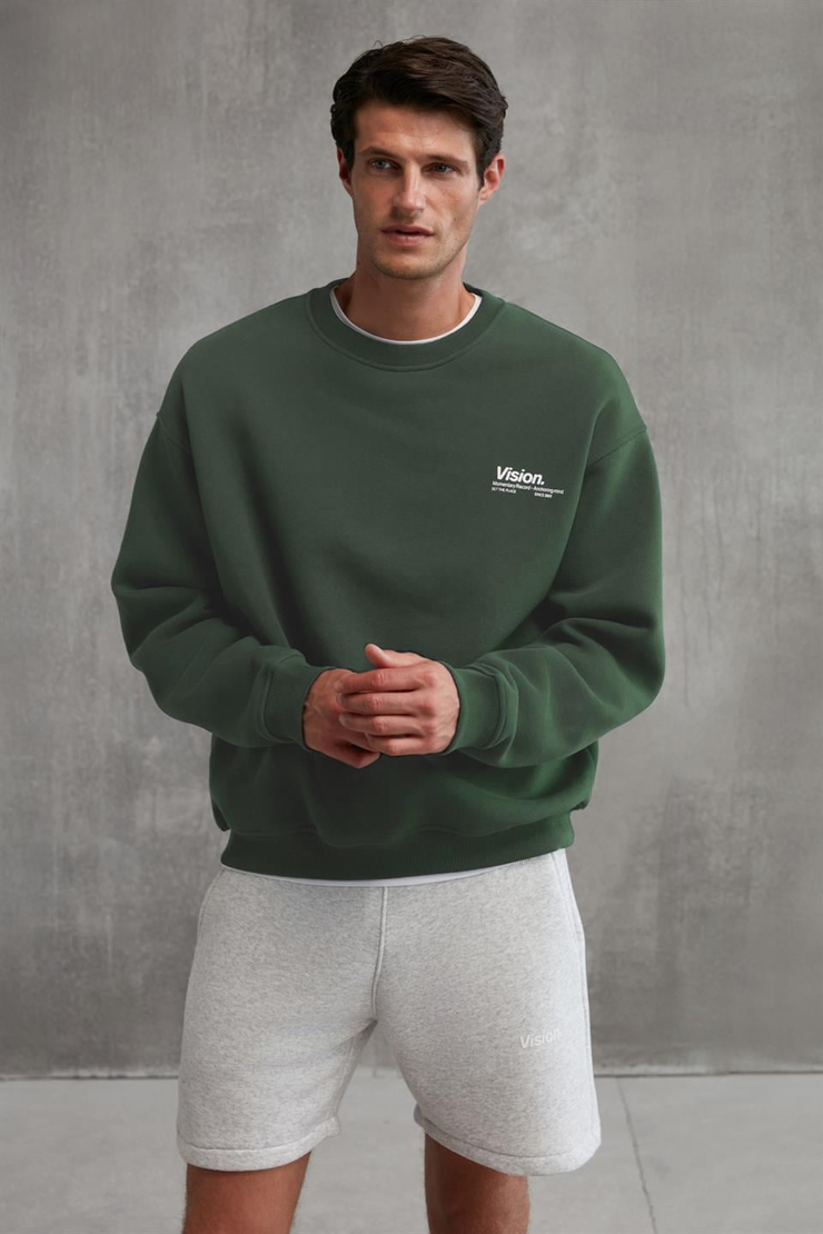 ERNEST  Oversize Yeşil Tekli Sweatshirt