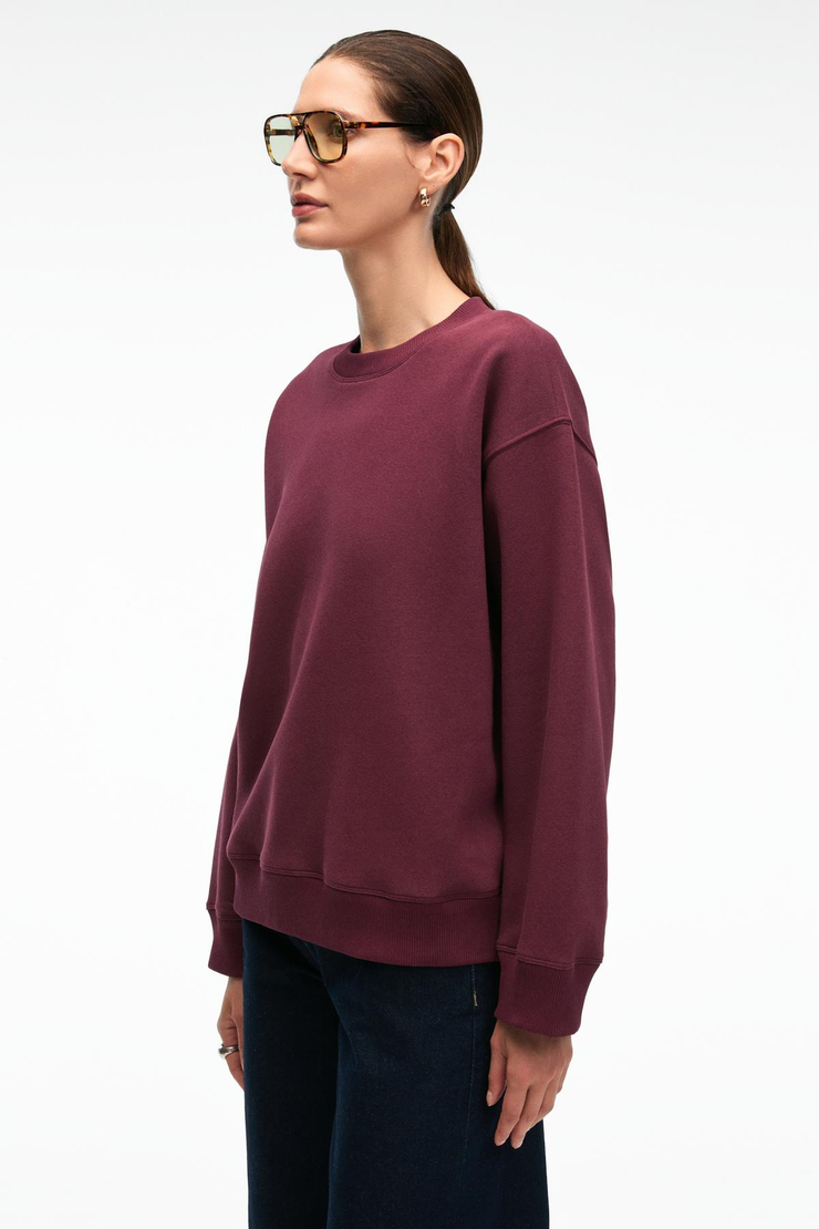 ESME Kadın Oversize Yuvarlak Yakalı Kol Ucu Ve Etek Ucu Manşetli Bordo Sweatshirt