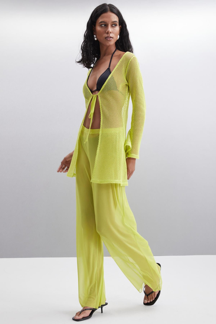 EUDORIA Basic Regular Lime Tekli Bluz