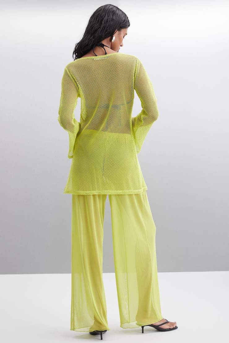 EUDORIA Basic Regular Lime Tekli Bluz