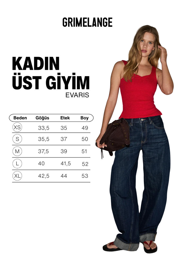 EVARIS Kadın Yumuşak Ve Esnek Kumaşlı Organik Pamuklu Kırmızı Bluz