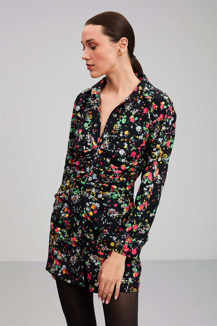 EVELYN Dokuma Slim Fit Siyah  Elbise